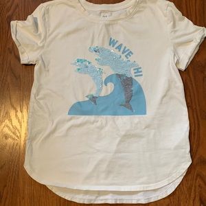 Big Girl Gap Flip Sequin Dolphins Tee Size L